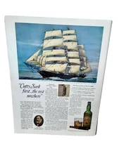 1969 Cutty Sark Scotch Whisky Print Ad Clipper Ship First the Rest Nowhere