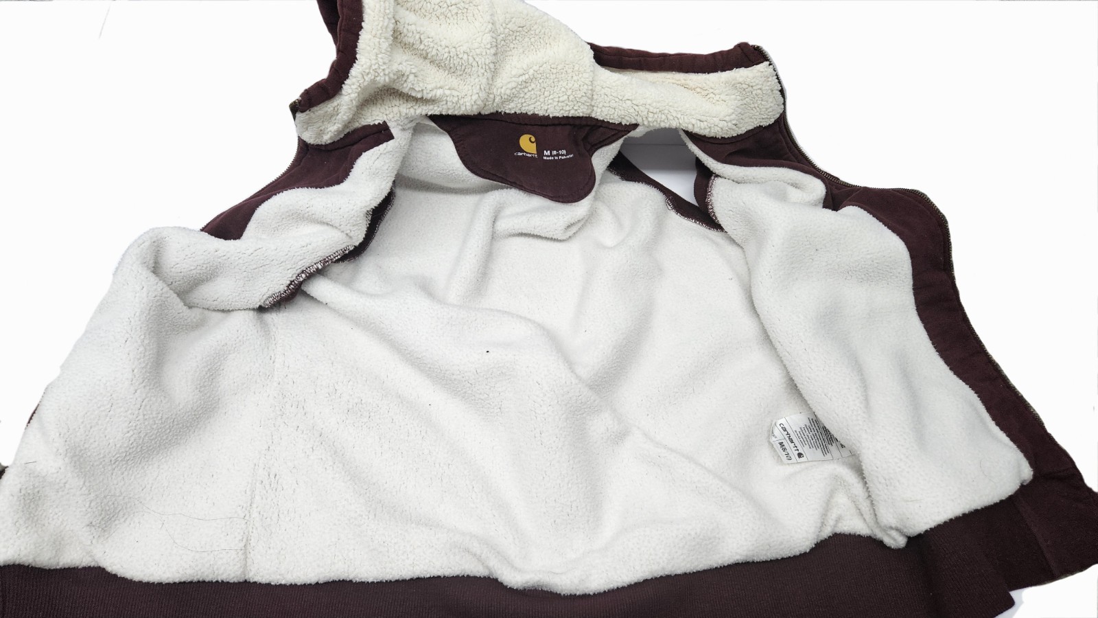 CARHARTT 100702 Womens Sz M (8-10) Burgundy Sherpa Lined Hooded Stockbridge Vest thumbnail 4