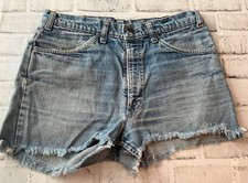 Vintage Levis Orange Tab Cutoff Jean Shorts Frayed Size Light Wash USA Made