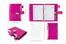 A6 leather notebook cover binder 6-Rings. Planner pink gift for her.
