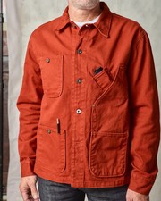 Tellason Men's Coverall Jacket 13oz Bull Denim Garment Dyed Orange USA
