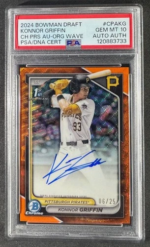2024 Bowman Draft Konnor Griffin Auto Orange Wave Refractor /25 #CPA-KG PSA 10