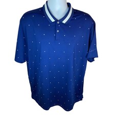 Nike Dri-FIT Golf Polo  Men's XL  Blue White  All-Over Graphic Triangle