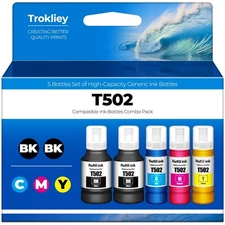 502 High Yield Ink Refill Bottles 5 Pack for ET Series Printers - Easy Fill