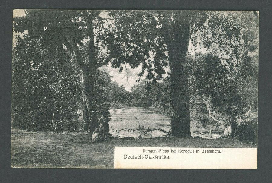 Tarjeta postal de África Oriental Alemana, río Pangani cerca de Korogwe en Us...