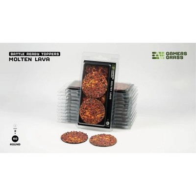 Molten Lava - Round 60mm Battle Ready Base Toppers (x2) - Gamers Grass Brandneu