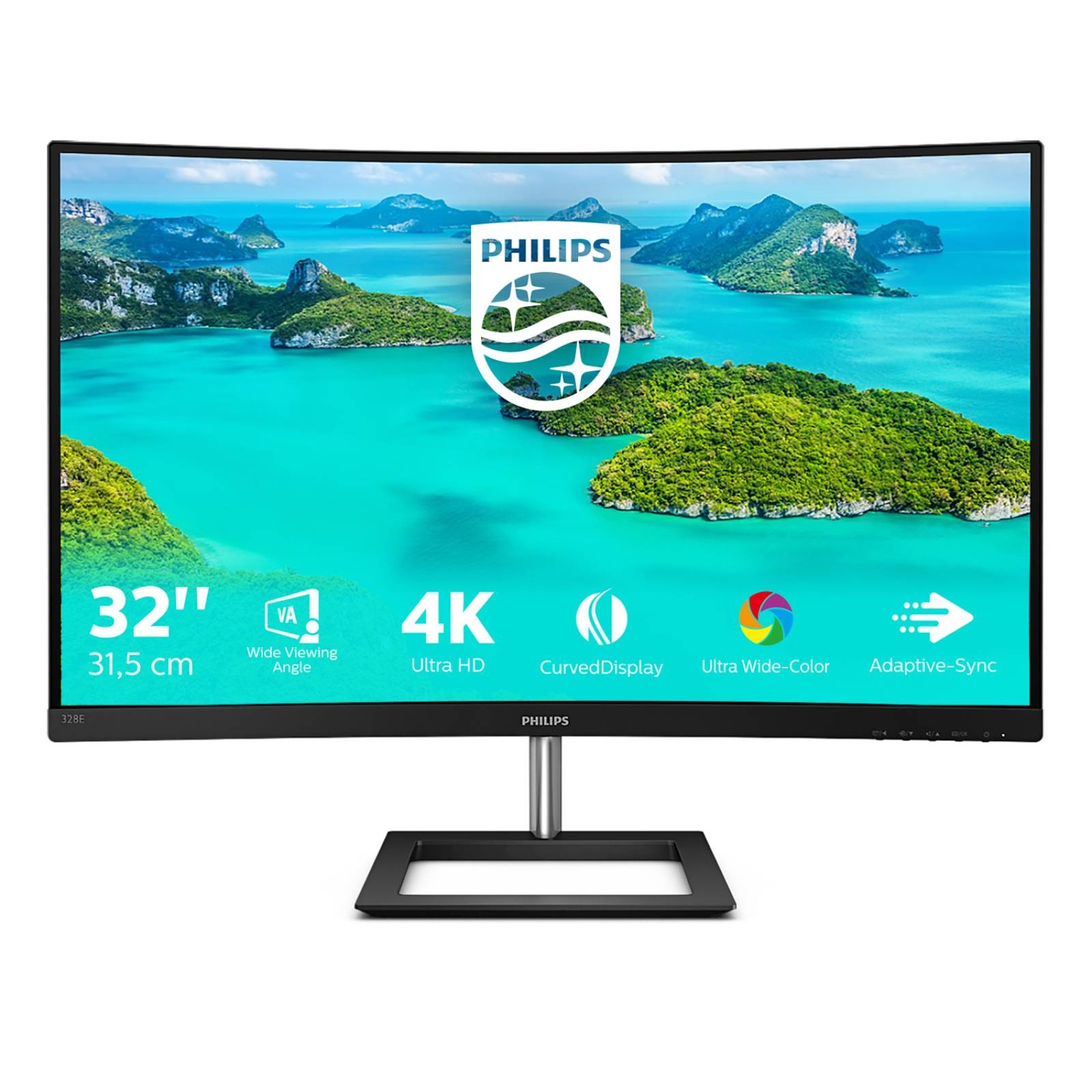 Philips Black E-Line 328E1ca 31.5" 4K Ultra Hd Va 60Hz 4Ms Curved Monitor With Speaker - Image 3