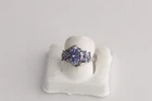 Vintage 925 Sterling Silver Multi Stone Tanzanite Cluster Ring Art Deco Size 5