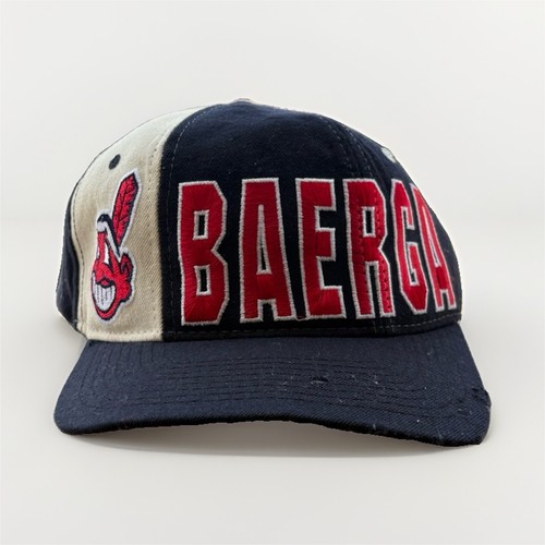 90’s Starter Baseball Hat Cleveland Indians BAERGA Blue/Beige Logo Snapback