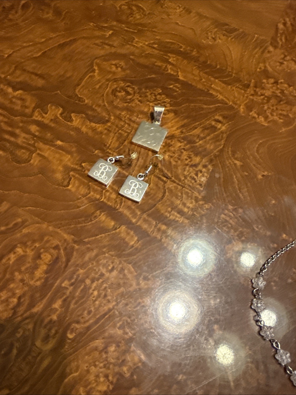 Initial Earrings With Pendant B Initial - image 1