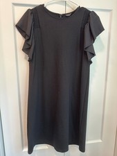 Anne Taylor Shift Dress Flutter Sleeve Black XS Petite - NEW