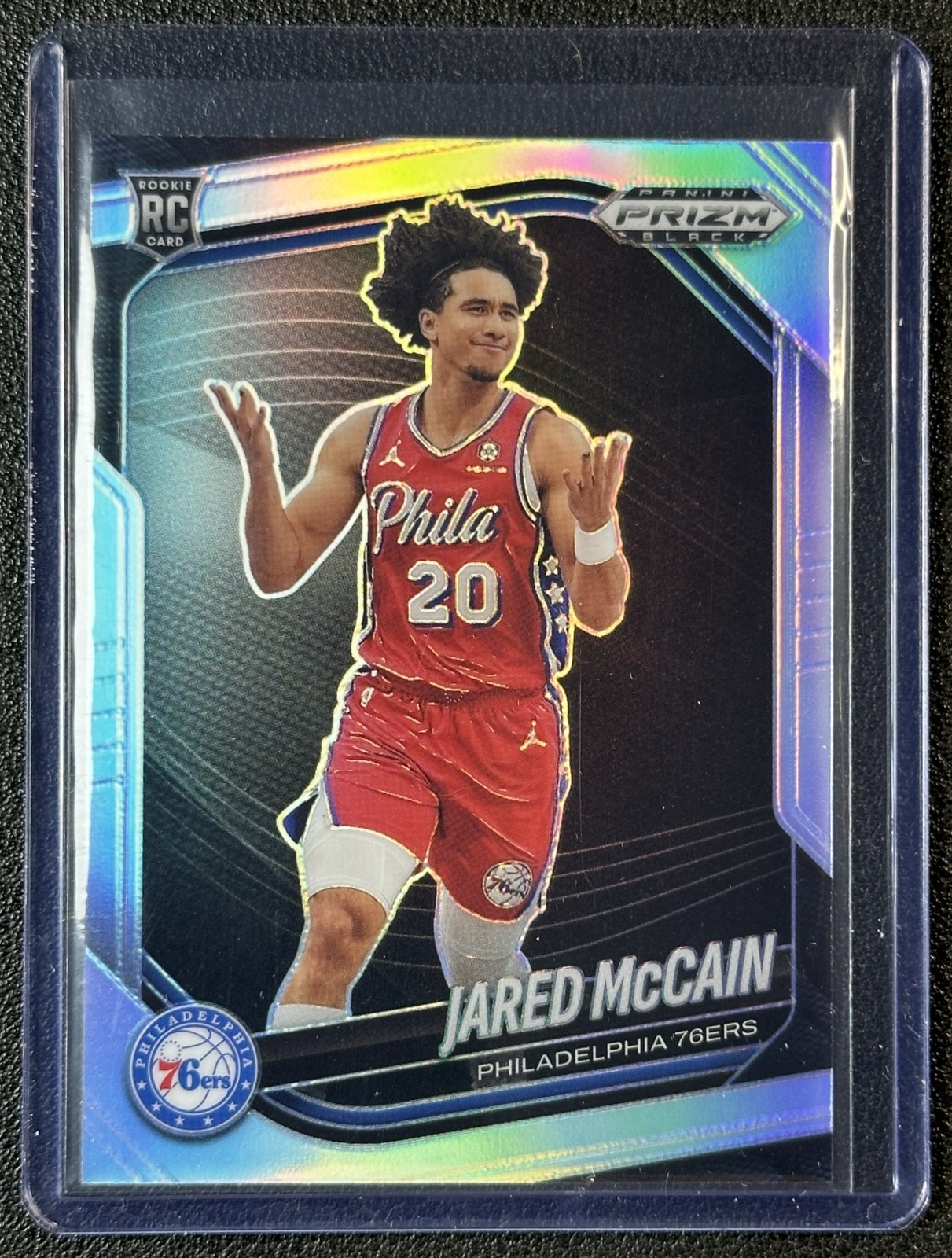 JARED MCCAIN 2024-25 PANINI PRIZM BLACK #80 ROOKIE SILVER RC 76ERS