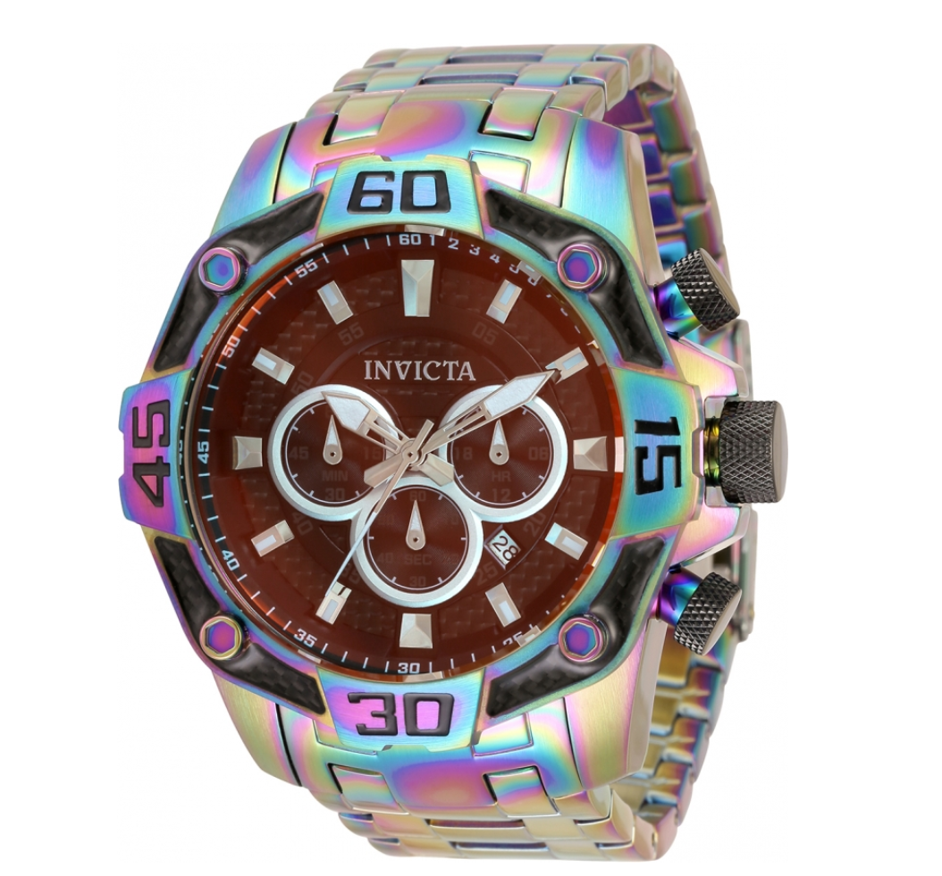 Invicta Pro Diver Mens 52mm Carbon Fiber Dial Rainbow Tinted Crystal Watch 33849