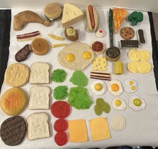 Huge Lot Vtg Realistic Rubber Pretend Food Play Toy Prop Bread Meat Lettuce MTC