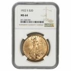 1922-S St. Gaudens Gold Double Eagle $20 NGC MS 64