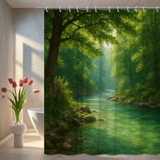 Lush Green Nature Shower Curtain for Tranquil Bathroom Decor