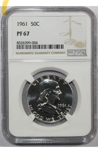 1961 FRANKLIN HALF DOLLAR PROOF PF 67 NGC Graded