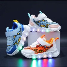 Zapatillas LED Niño Dibujos Animados Dinosaurio Niño Informal Zapatilla Niño Niño Zapato Niña Malla Br