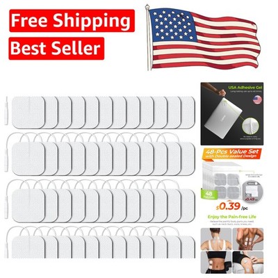 Reusable 2''x2'' TENS Unit Electrodes - 48 Pack, Non-Irritating, Self-Adhesive