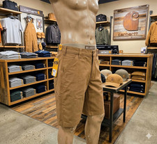 NWTS Men's Relaxed Fit 10" Inseam Brown Canvas Work Shorts Carhartt BS25 Size 36