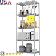 5 Tier Metal Shelving Unit Storage Rack Narrow Organizer Small Spaces US