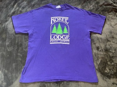 Vintage Kokee Lodge Shirt Mens Large Purple Kauai Hawaii Beach Surf Travel 80s
