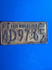 Vintage 1938 New York License Plate 1939 Worl...