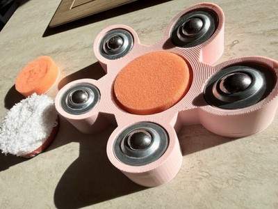 Bowling ball 5 point contact with pad/sponge for cleaning and sanding assist.