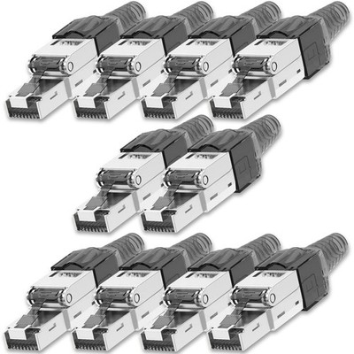 NEXMEX 10x Netzwerkstecker Cat 7 CAT7 RJ45 Stecker Werkzeuglos Metall 10GBit/s