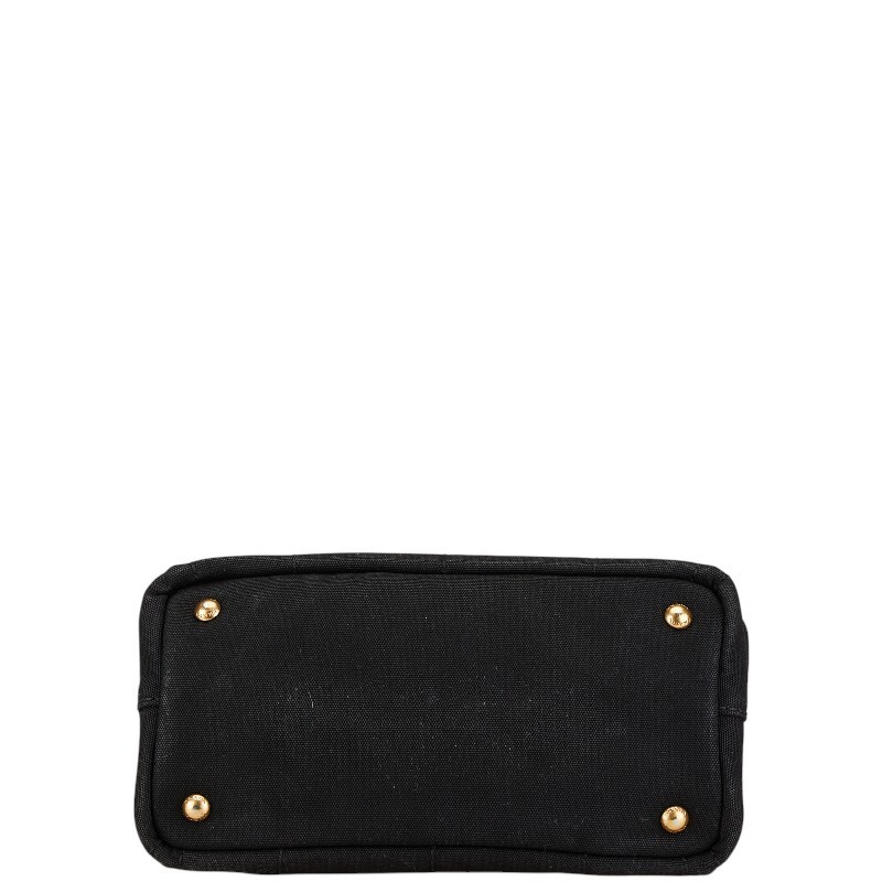 Prada Canapa Triangle Logo Plate Handbag Shoulder Bag 2WAY Black Canvas Ladies P thumbnail 3