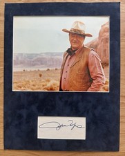 John Wayne Very Rare Autographed 7 by 9 Photo Matted and Framed with COA