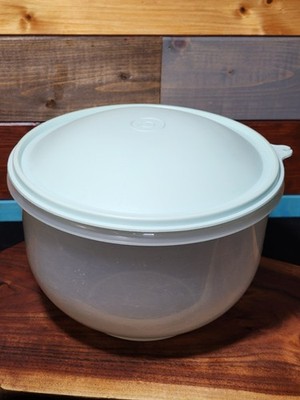 Tupperware 1424 Large Clear Lettuce Keeper with Domed Mint Green Lid No Spike