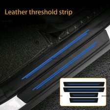 4x Car Door Sill Carbon Fiber Leather Strip Protection Cover Trim Accessories 4x Car Door Sill Carbon Fiber Leather Strip Protection Cover Trim Accessories