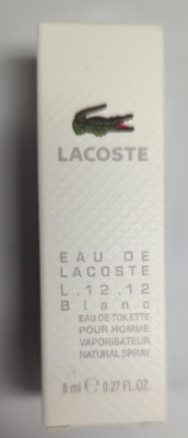  Lacoste L.12.12 BLANC POUR HOMME EDT Eau de Toilette Men 8 ml/0.27 Oz Spray