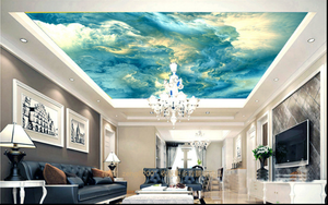 3d Clouds Paint Bule Ceiling Wallpaper Murals Wall Print Decal Aj