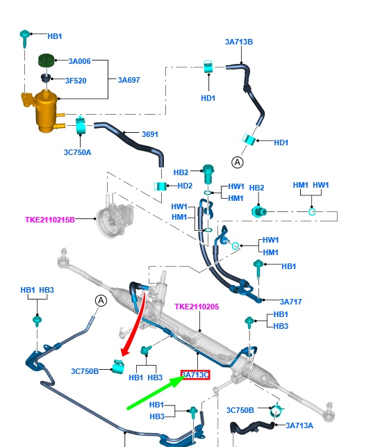 FORD RANGER T6 MK1 Power Steering Tube RHD 1893667 AB31-3A563-CD  