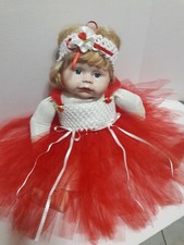 Red  White Tutu Dress  Headband, 0-6 Months