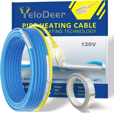 12 FT Heating Cable for Water Pipes with Upgraded Thermostat, Heat Trace for Met