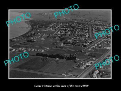 OLD POSTCARD SIZE PHOTO COLAC VICTORIA AERIAL VIEW OF THE TOWN c1930 1