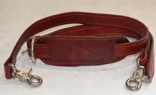 Leather Adjustable Brown Replacement Shoulder Strap with Silver Swivel Hooks - Picture 1 of 6
