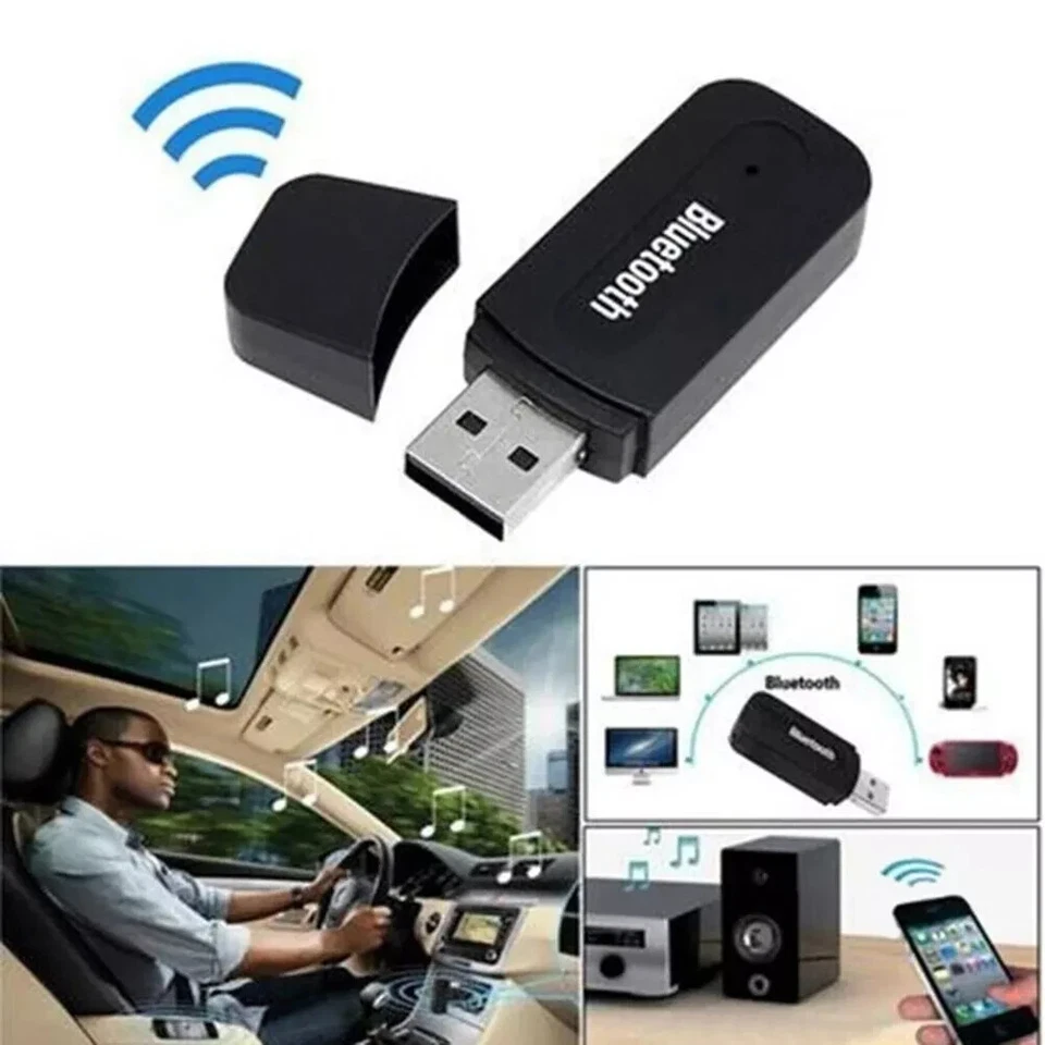 USB 2.1 Wireless Bluetooth 3.5mm AUX Audio Stereo Music Car Receiver Adapter PC - Image 3 of 4