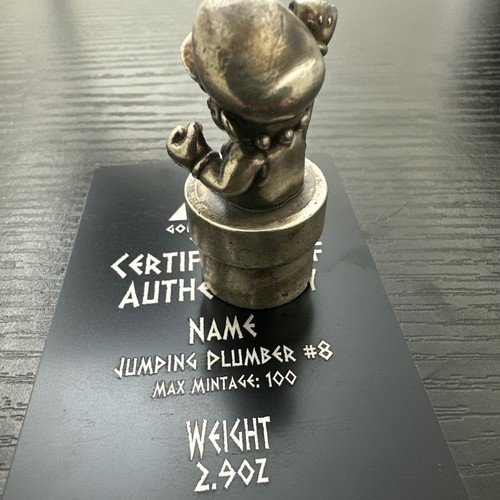 ~SALE~ 2.9oz Hand Poured Silver Bar Statue Jumping Plumber 999 Fine Cast Bullion - Picture 5 of 8