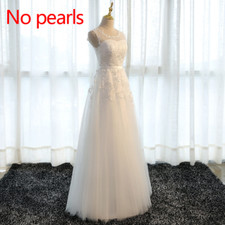 Women Evening Dresses Long Beading Prom Gowns Tulle Party Dress Lace Sleeveless