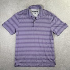Straight Down Polo Shirt Adult Mens Large Purple Striped Golf Casual Preppy EUC