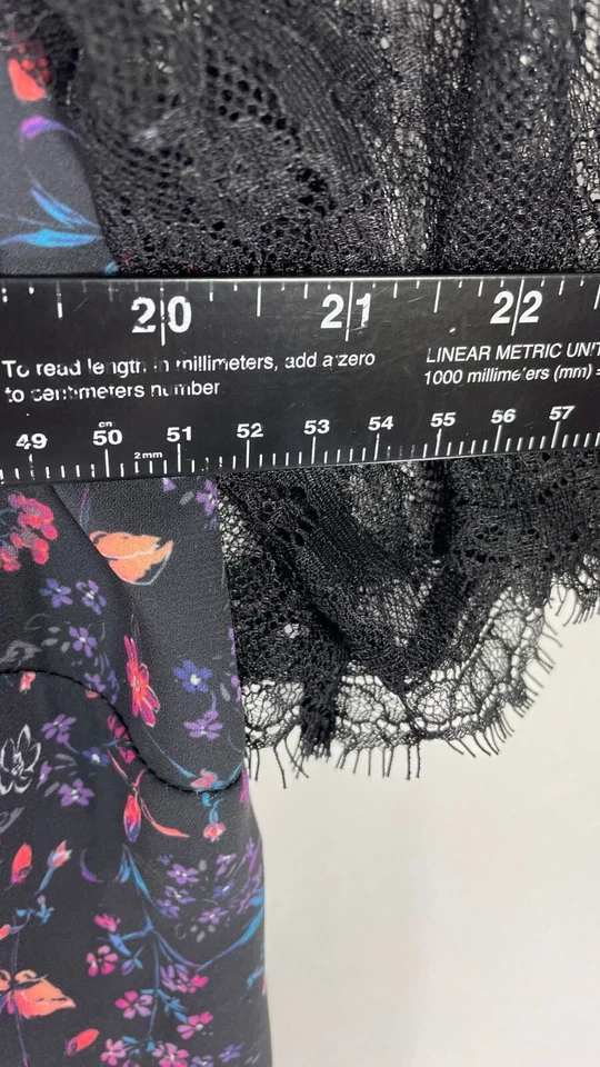 Blusa larga alta Sally para mujer Top cuello redondo cuello de encaje manga corta floral 10 Foto 3 de 4