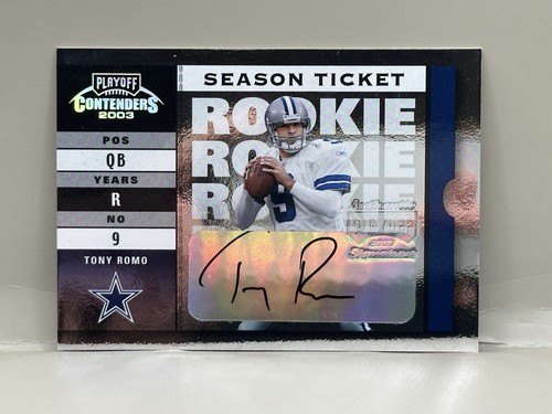 2003 Playoff Contenders Tony Romo Rookie Season Ticket Auto /999 #156 ...