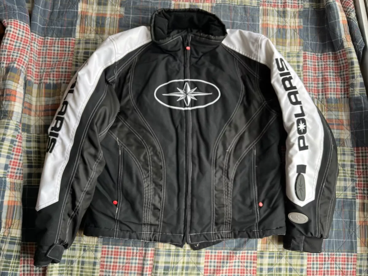 Polaris Snowmobile Racing Jacket Coat Black & White Women’s Size Large