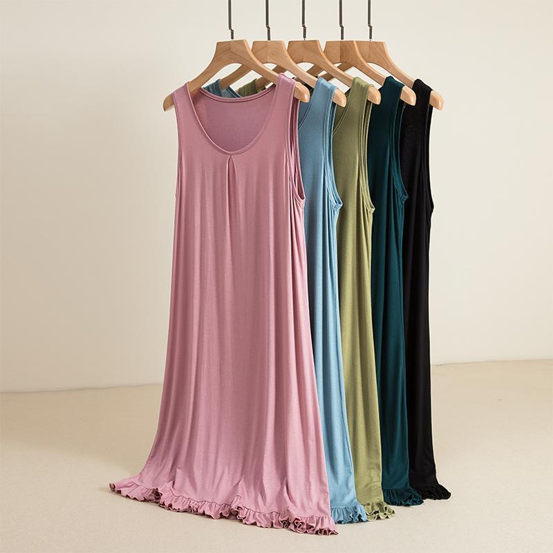 Women's Sleeveless Modal Nightgown Soft Breathable Sleep Dress