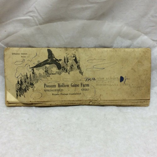 Vintage 1927 Possum Hollow Game Farm Springfield Ohio New Letter - 第 1/12 張圖片