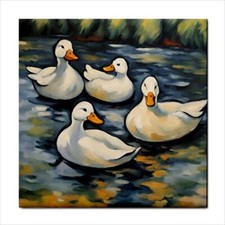 Duck Pond Ceramic Tile Art Backsplash Art Home Decor